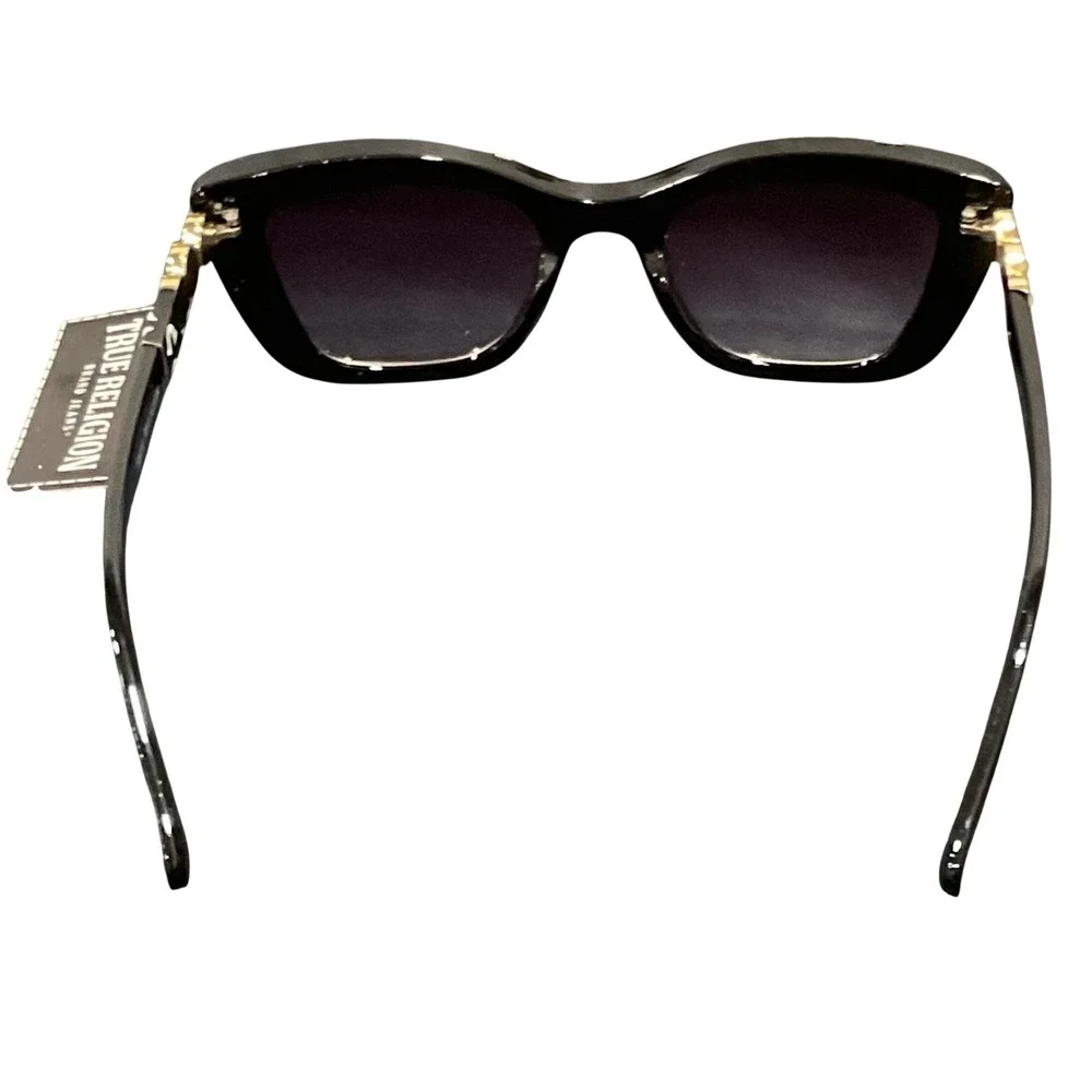 True religion‎ women's sunglasses black gold rhinestone cats eye TR57810 D1B GS2